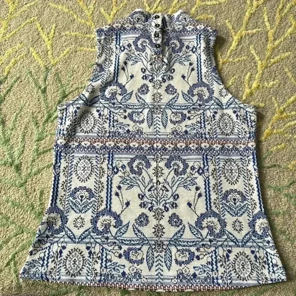 Anthropologie sleeveless mock turtleneck retro 60s tapestry top medium - Picture 3 of 6